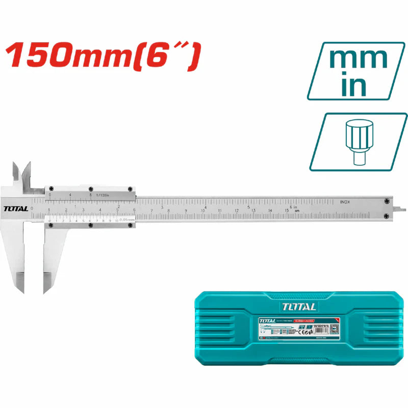 Vernier Calibrador Rango 0-150 Mm. Lee Cada 0.05 Mm. TMT311501 TOTAL