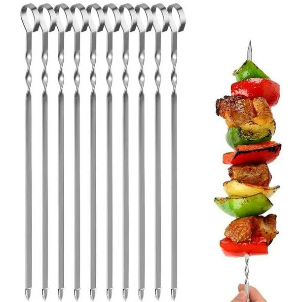 Set 10 Pinchos de BBQ Acero Inoxidable 89587 Brocheta. Selecto