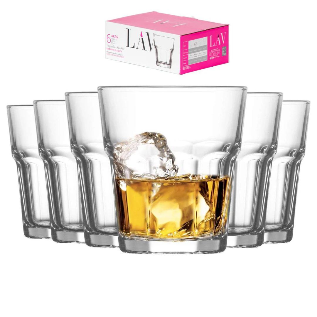 Set de 6 Vasos Aras de Whisky 10-1/4oz Vidrio LV-ARA233F LAV LAV