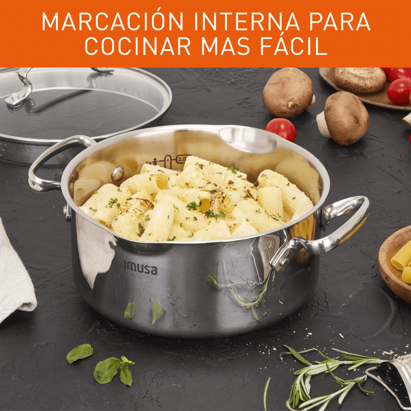 Olla de Acero Inoxidable Maestro con Tapa de Vidrio IMUSA 24 cm para Cocinar Arroz, Sopas, Guisos, Carnes y Cocina Diaria G7614684