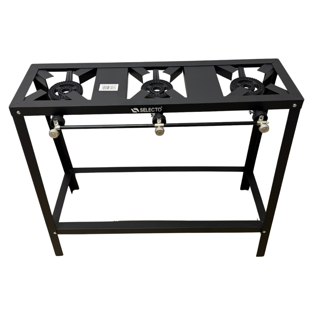 Estufa Reverbero a Gas LPG de Hierro con 3 Quemadores y Patas 90 cm Selecto SGB-03PATA