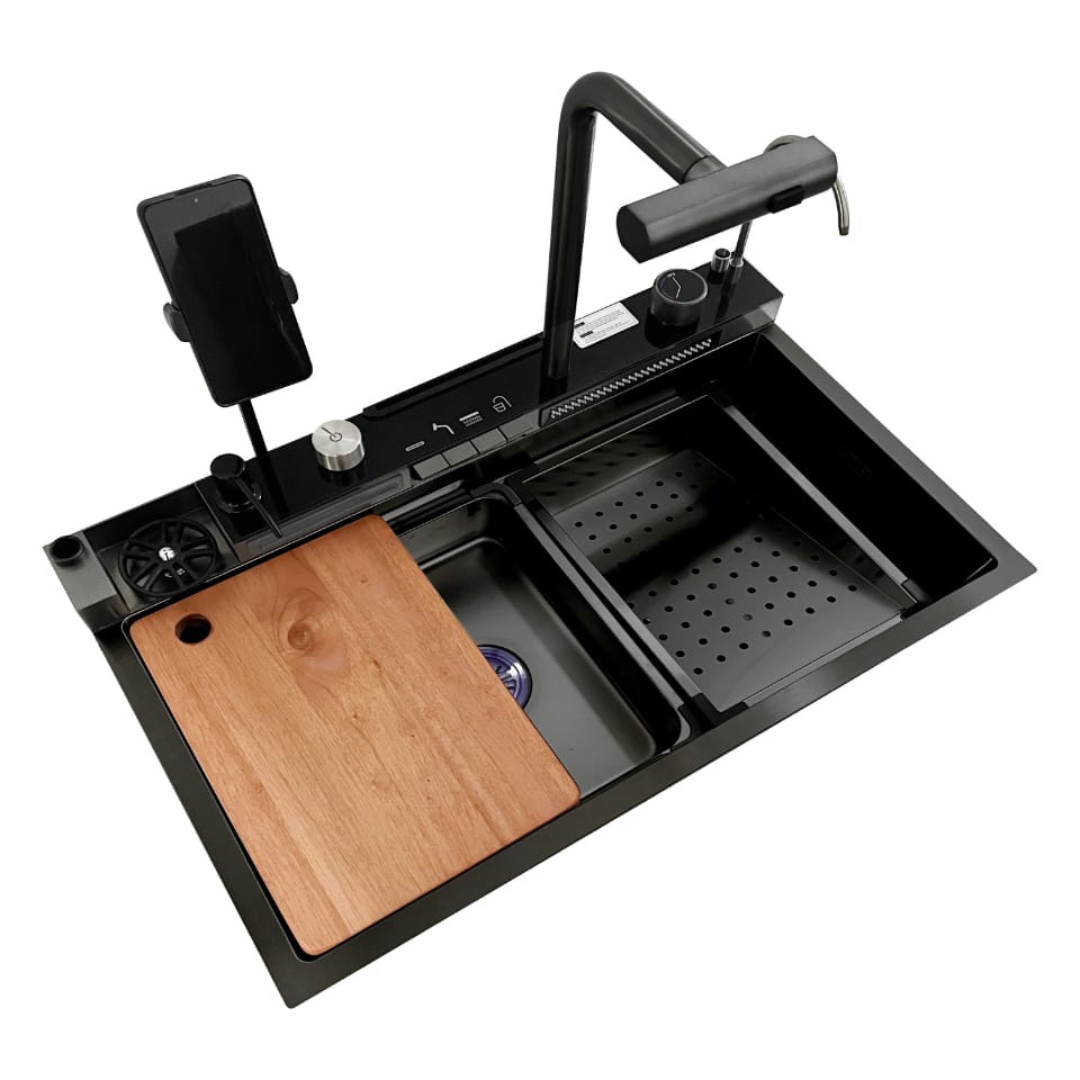 Fregador de Acero Inoxidable 304 Nano Black Multifuncional 750*460*220mm LS-7545FBC Selecto