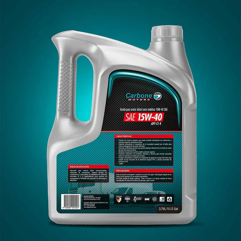 ACEITE DE MOTOR 15W-40 SAE API CI-4 SEMI SINTETICO PARA MOTORES DIESEL ( 1 GALON ) CAR-X109
