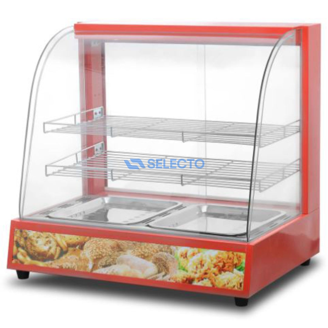 (LLEGANDO 30 DE MAYO) Vitrina Calentador Rojo 2 Bandejas 660*480*650mm HW-2P Selecto