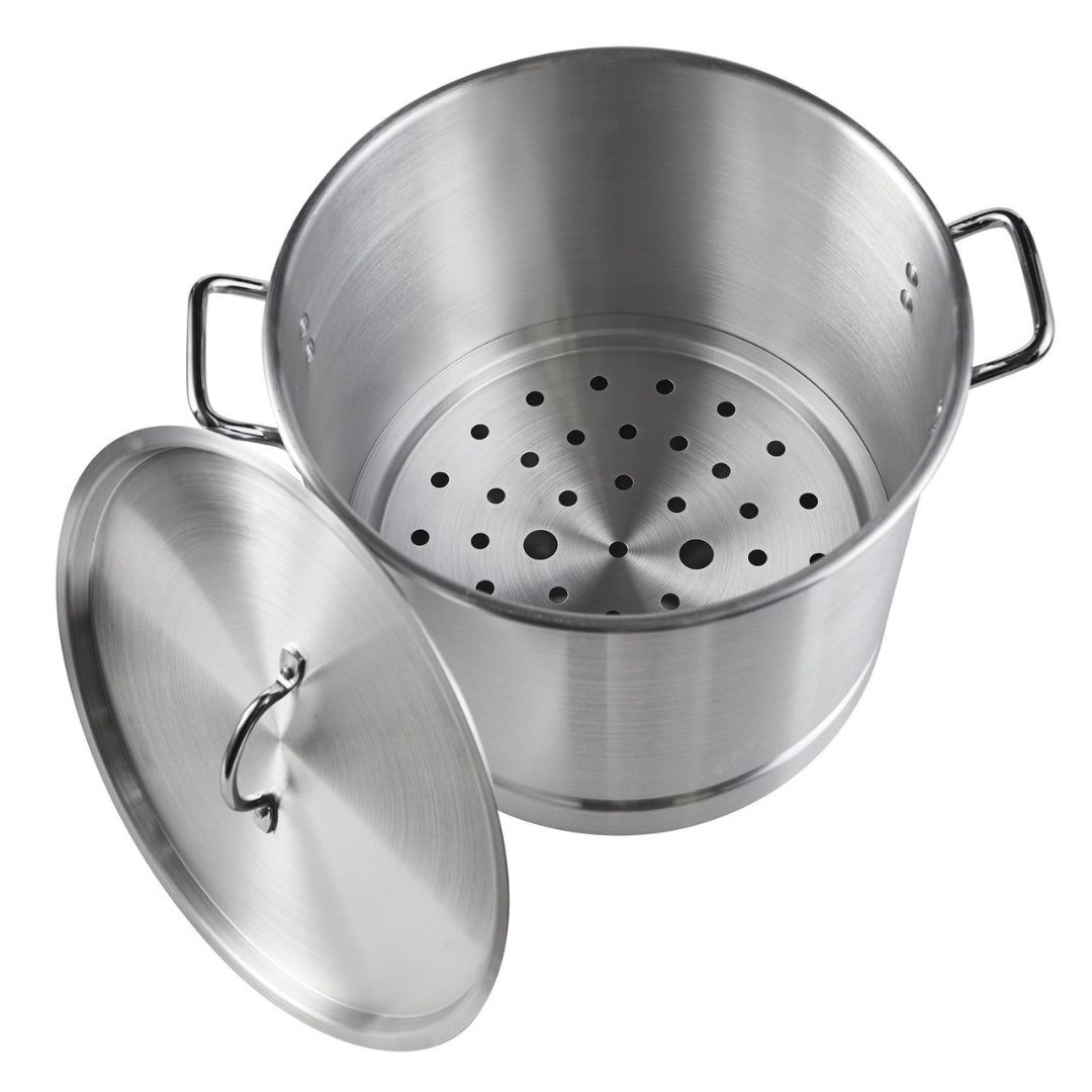 Olla de Aluminio con Vaporera de 8QT, 12QT, 16QT, 20QT, 24QT, 32QT, 40QT, 52QT, 60QT, 80QT, 100QT