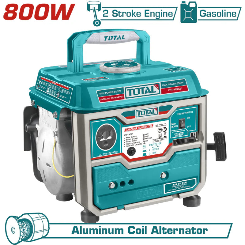 Generador A Gasolina De 800 Watts 110V 60 Htz. Motor 2T(6 Meses) Total UTP18001 TOTAL