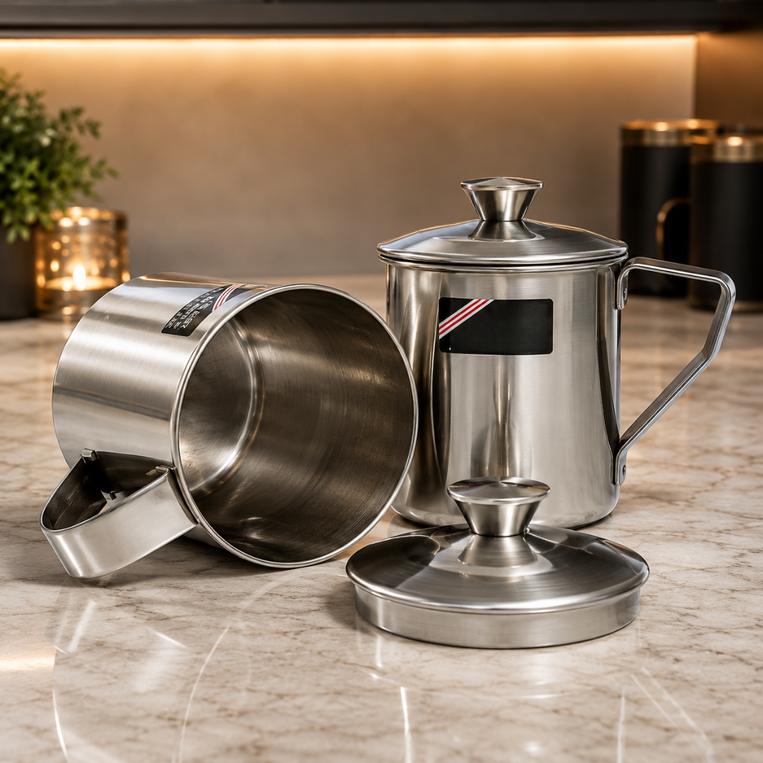 (LLEGANDO 7 DE AGOSTO) Grasera Taza de Acero Inoxidable 8 cm | Recipiente para Aceite de Cocina | MI-188-B-8