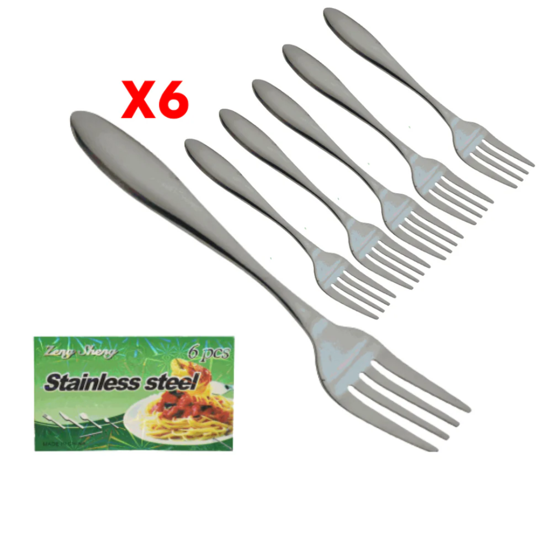 (LLEGANDO 7 DE AGOSTO) Tenedor de Acero Inoxidable Grueso 20.5 cm | Set de 6 Piezas | 85993