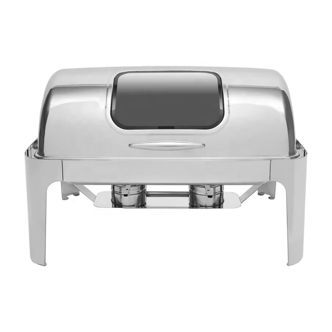 Chafing Dish Rectangular de Acero Inoxidable con Tapa Roll Top 9 Litros | NS400851
