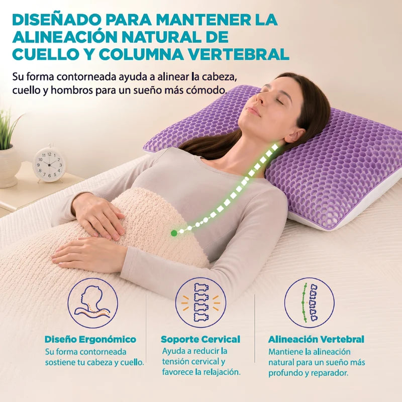 Cojín Almohada Cervical De Memory Foam Triturado Con Gel TPE Fresco Baja De 2 A 3 °C Y Transpirable (37X 63Cm). UN-C002