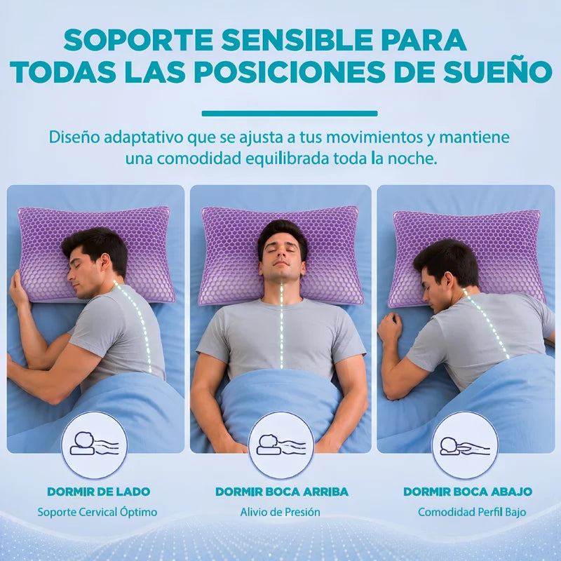 Cojín Almohada Cervical De Memory Foam Triturado Con Gel TPE Fresco Baja De 2 A 3 °C Y Transpirable (37X 63Cm). UN-C002