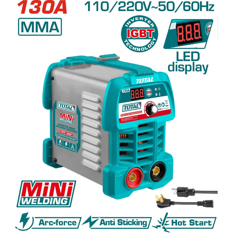 Máquina De Soldar Inverter Calidad Light Duty 30% Ciclo De Trabajo. 130A. 110-120/220-240V Soldadura Total UTW213049 TOTAL