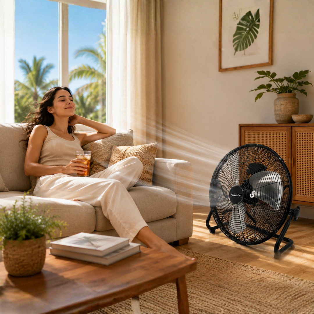 Ventilador Abanico Semi-Industrial de Piso 20" de Alta Velocidad | HS-20FF-B