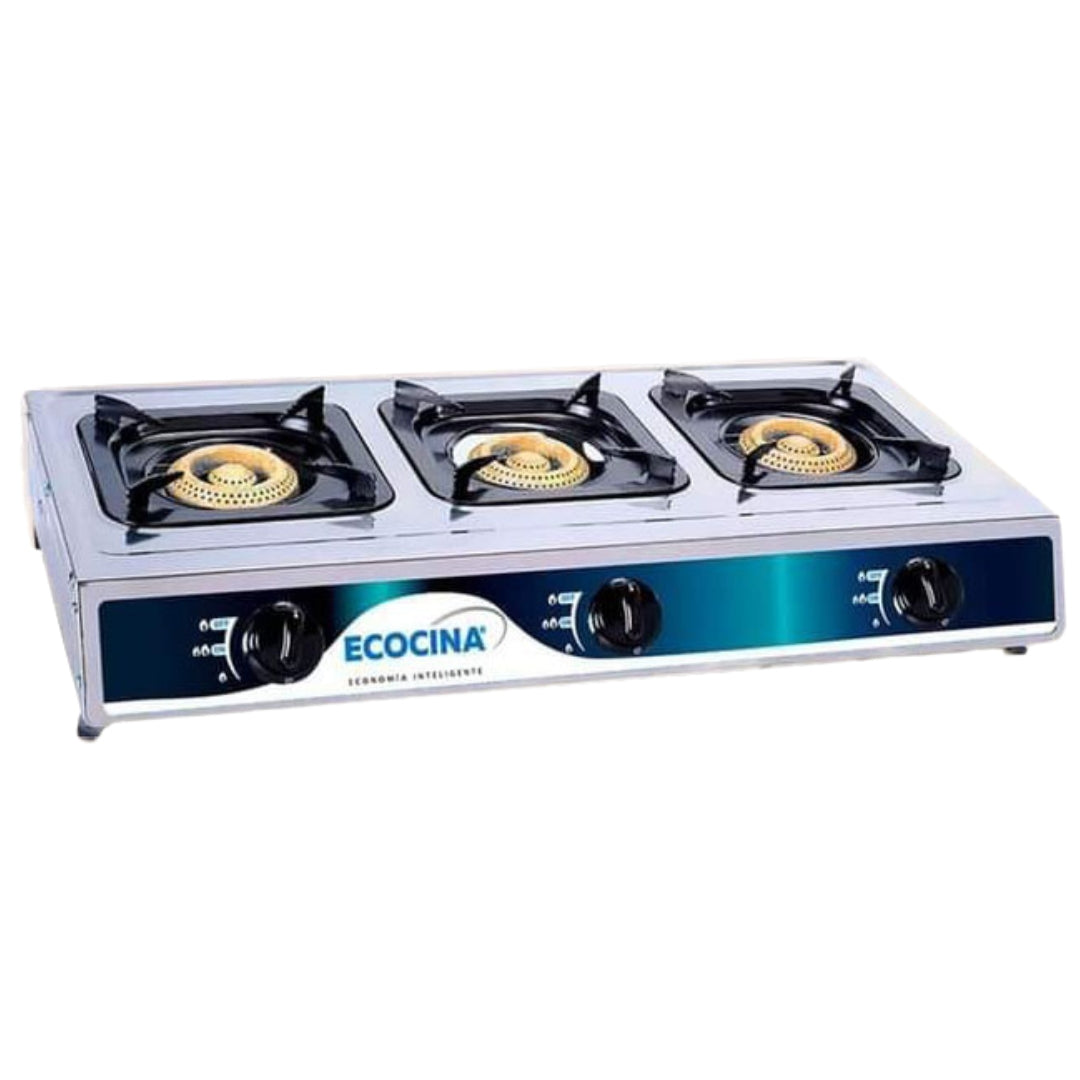 Estufa de Acero Inoxidable para Mesa de 3 Quemadores Ecocina QH-A3