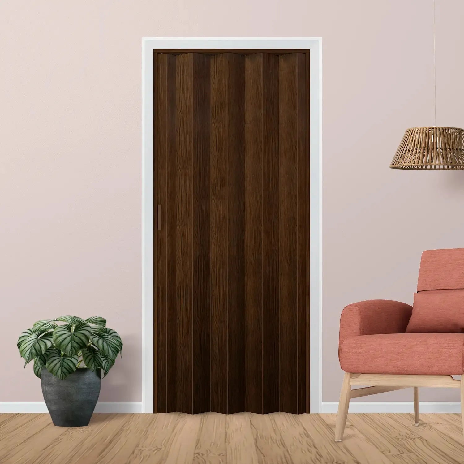 Puerta Plegable De PVC Chocolate 91.4*203 cm 1.2cm 136-4003 Selecto