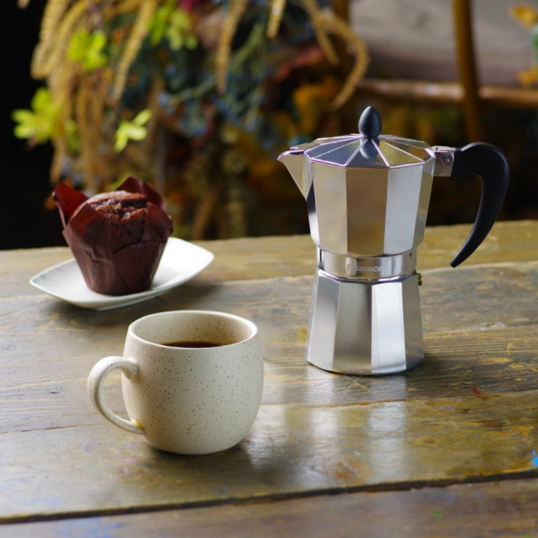 Cafetera Italiana de Aluminio 3 Tazas, 6 Tazas, 9 Tazas & 12 Tazas