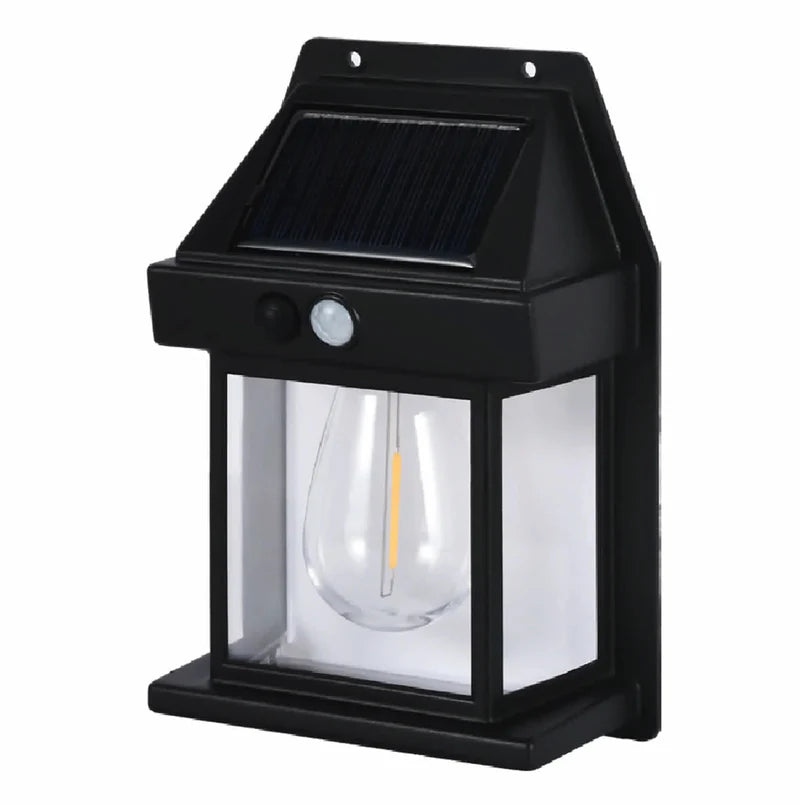 Lámpara De Pared Solar LED 5W 6500K 300 Lm, Sensor De Movimiento. 171X120x58mm . ABS. Lámpara Exterior Solar. CL077-SOL-02-3W-BK65K-Z