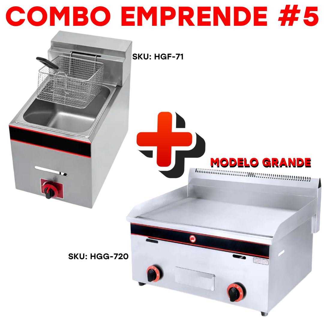 Combo Emprende #5 Freidora a Gas HGF-71 + Plancha a Gas HGG-720