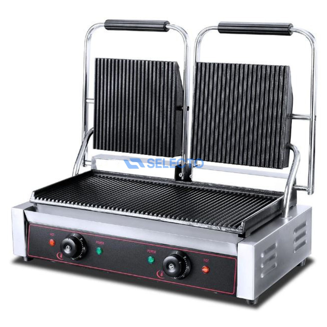 Plancha Panini Eléctrica Doble de Parrilla 110V/60HZ 570*410*210mm HEG-813 Selecto