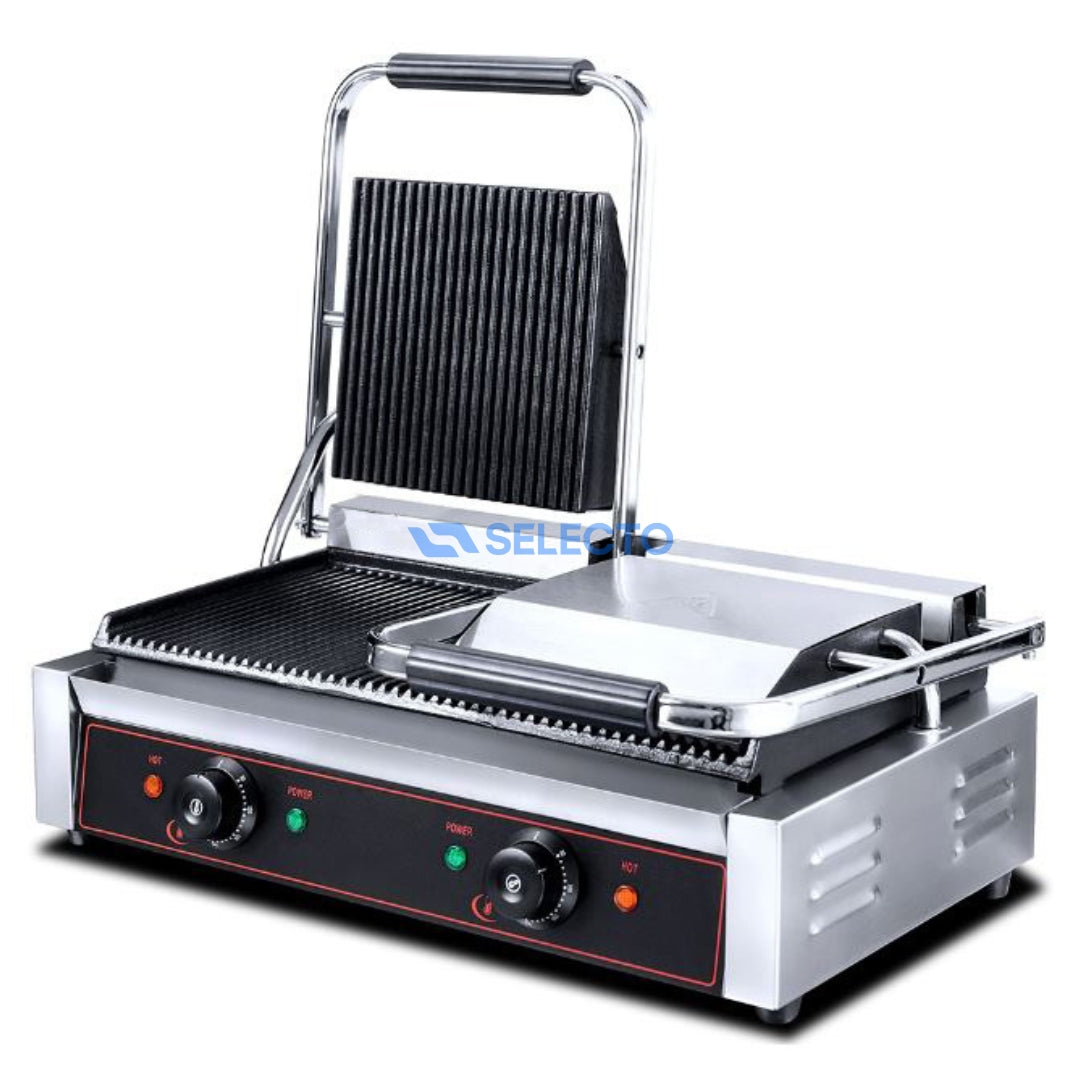 Plancha Panini Eléctrica Doble de Parrilla 110V/60HZ 570*410*210mm HEG-813 Selecto