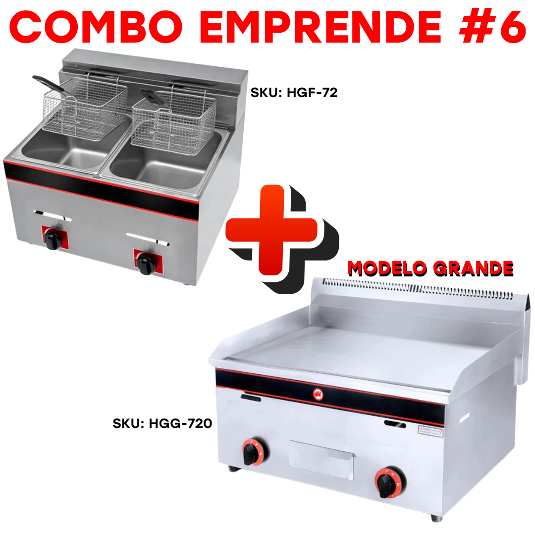 Combo Emprende #6 Freidora a Gas HGF-72 + Plancha a Gas HGG-720