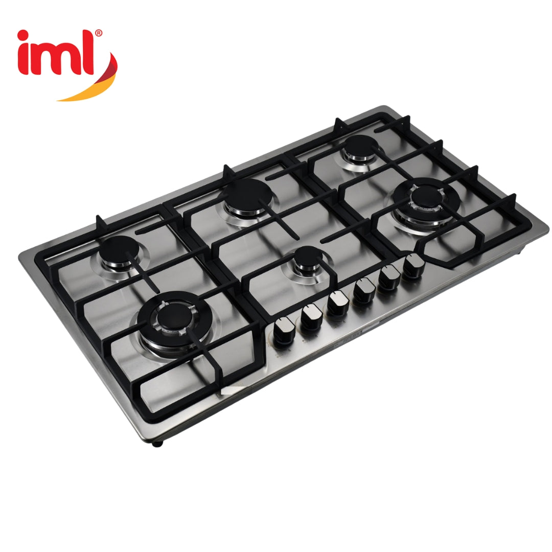 Estufa Empotrable de Acero Inoxidable 6 Quemadores Parrilla de Hierro Colado IML QE-6A IML