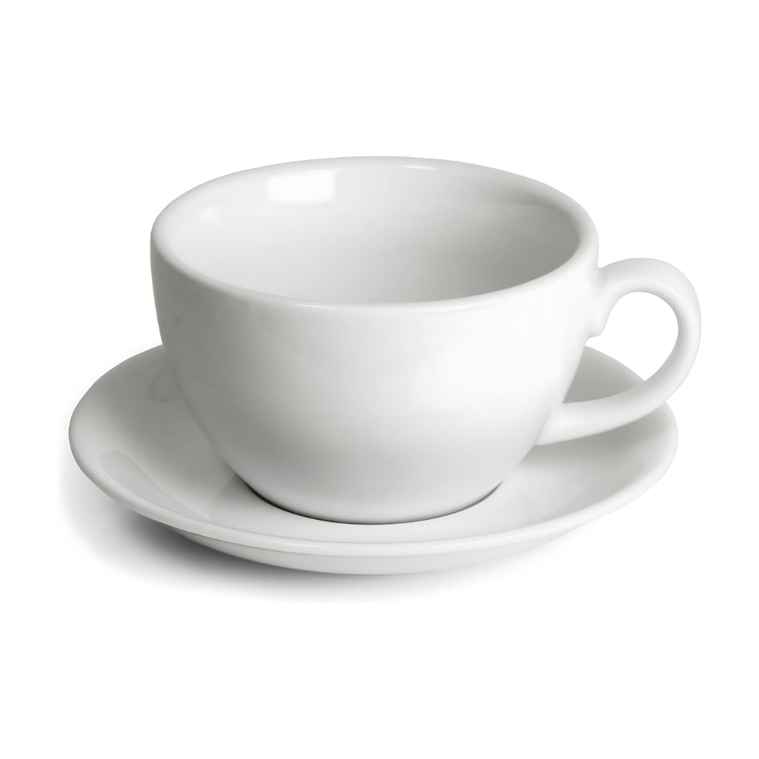 Set de 6 Tazas con Platos de Cerámica Blanca 90ml Lotus LHC-9688