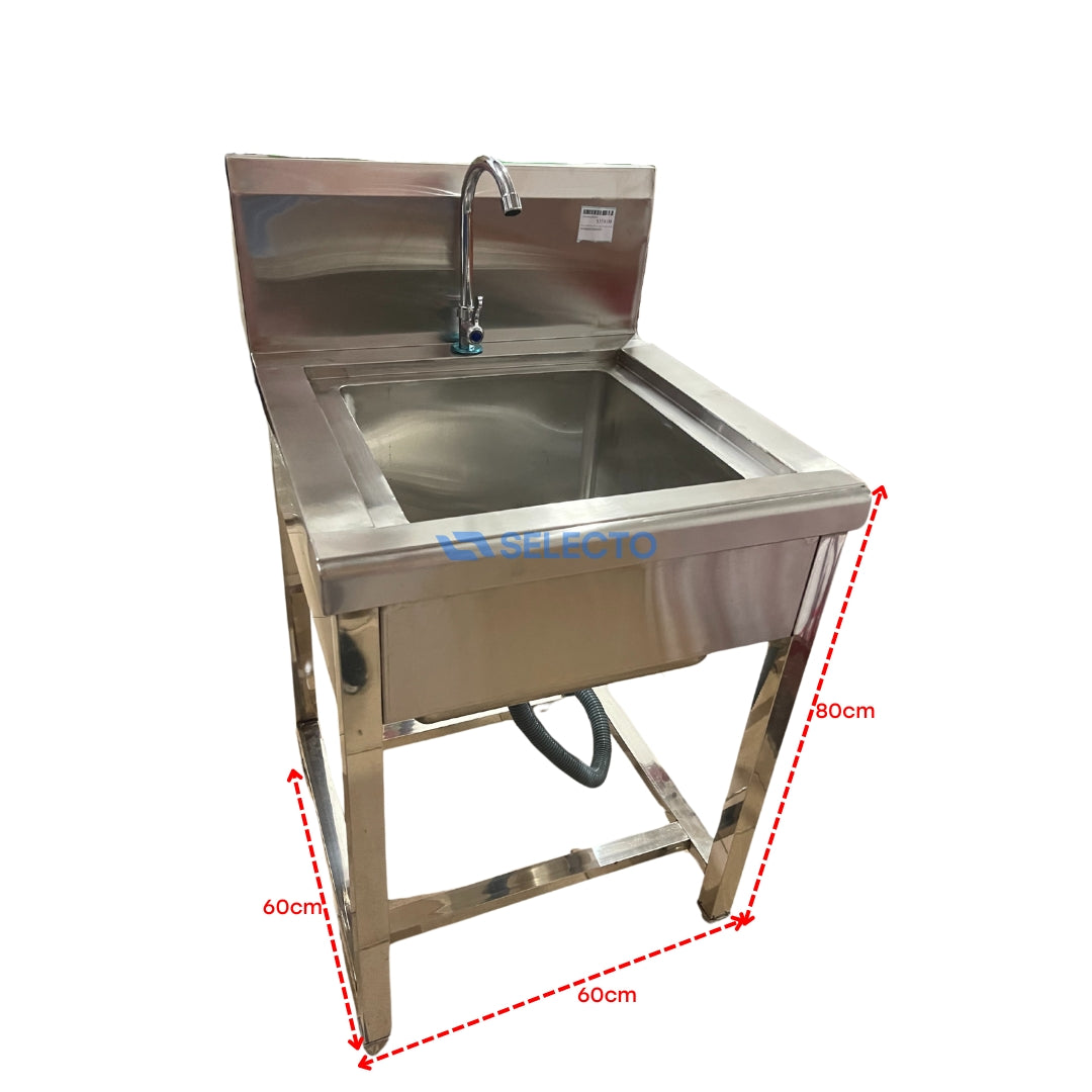 Fregador Industrial de Una Tina con Grifos de Acero Inoxidable 201 0695