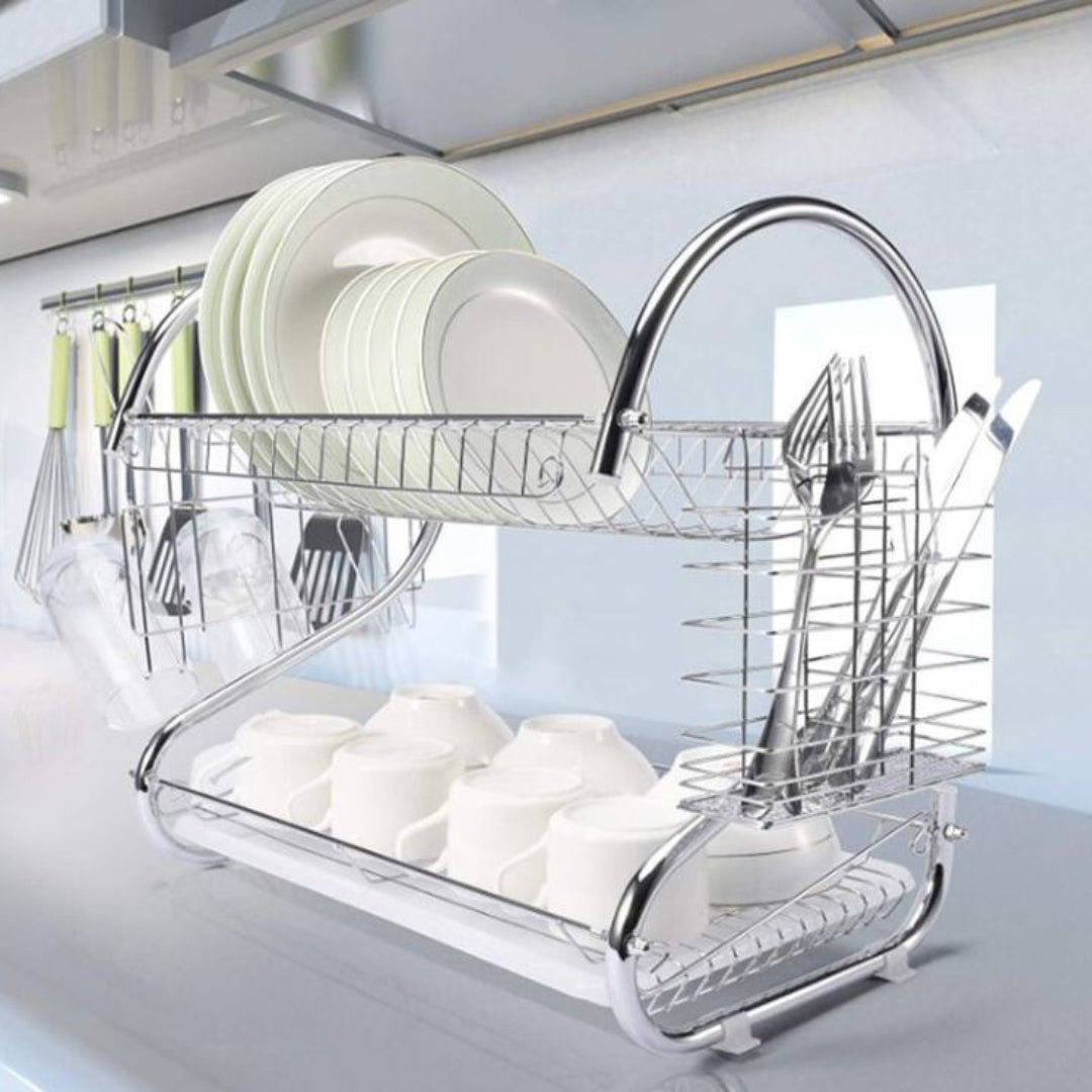 Escurridor de Platos de 2 Niveles de Acero Inoxidable WL264-43