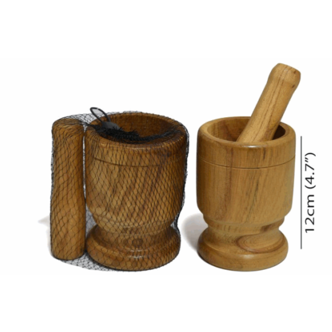 Mortero Majador de Ajo de Madera 8.6x12cm PT-006