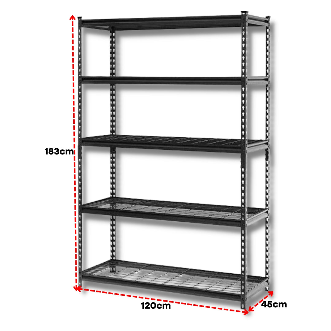 Rack Metálico de Almacenamiento de 5 Niveles de Malla 183x120x45cm R-D-M Selecto