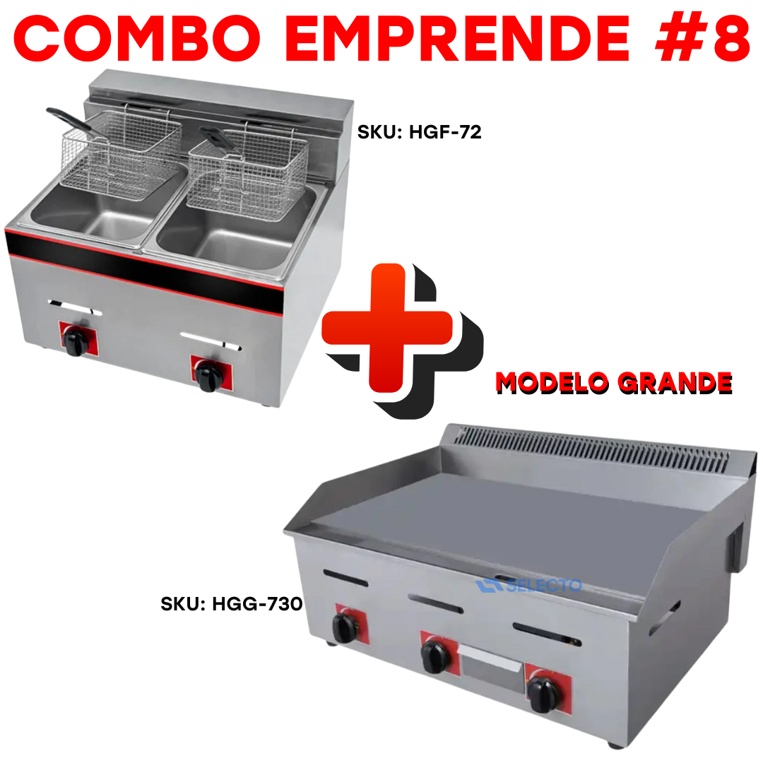 Combo Emprende #8 Freidora a Gas HGF-72 + Plancha a Gas HGG-730