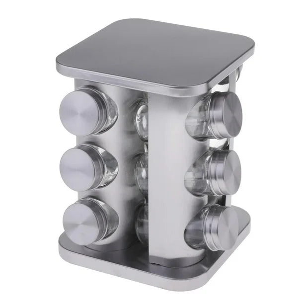 Set de 12 Envases de Condimentos de Vidrio Giratorio 85947 Especia. Selecto