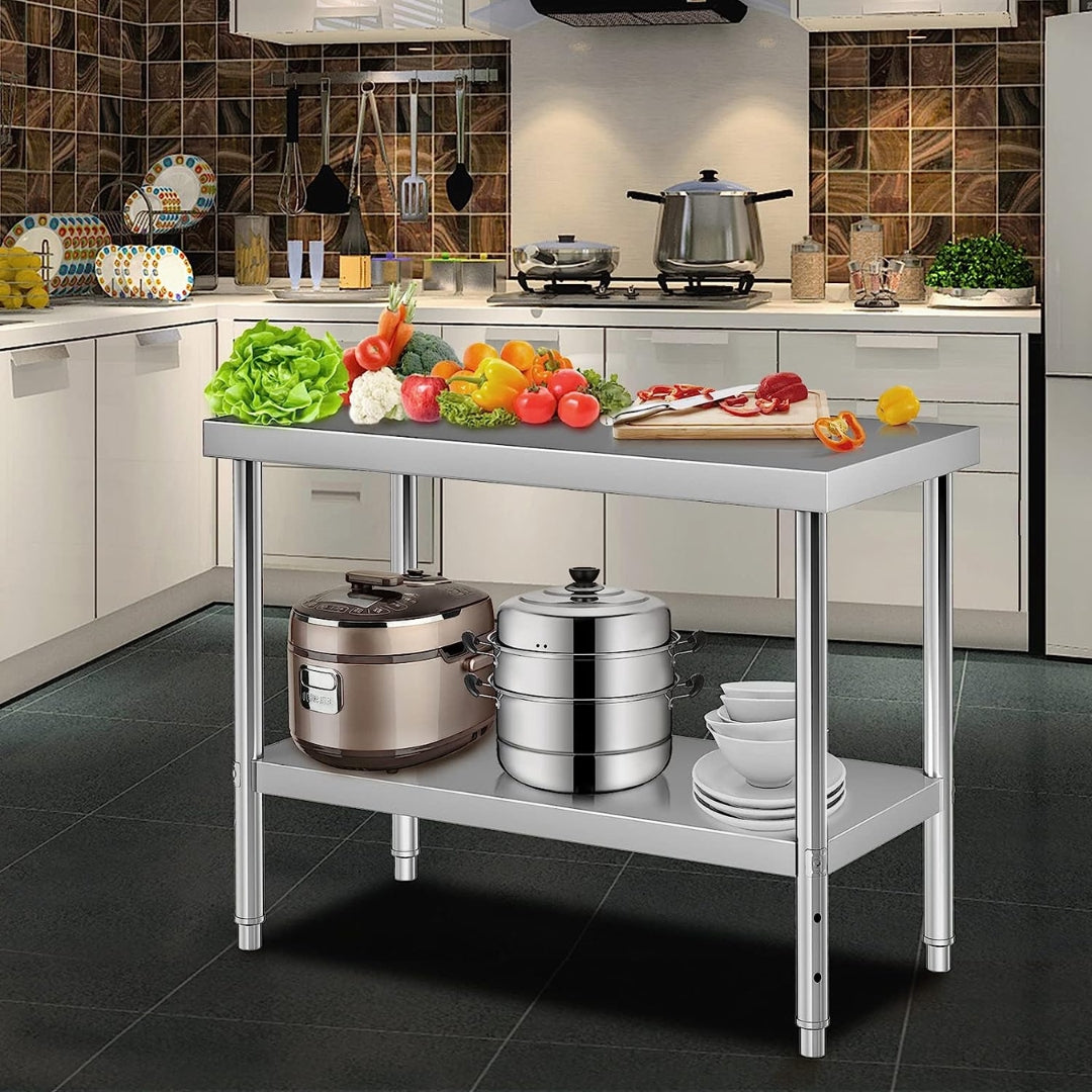 Mesa de Trabajo de Acero Inoxidable de 2 Niveles 80*50*120cm L-120 Selecto