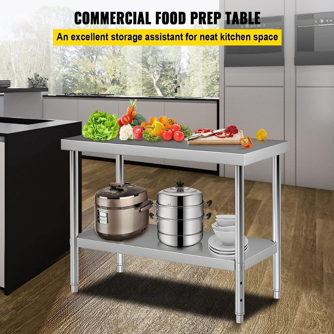 Mesa de Trabajo de Acero Inoxidable de 2 Niveles 80*50*120cm L-120