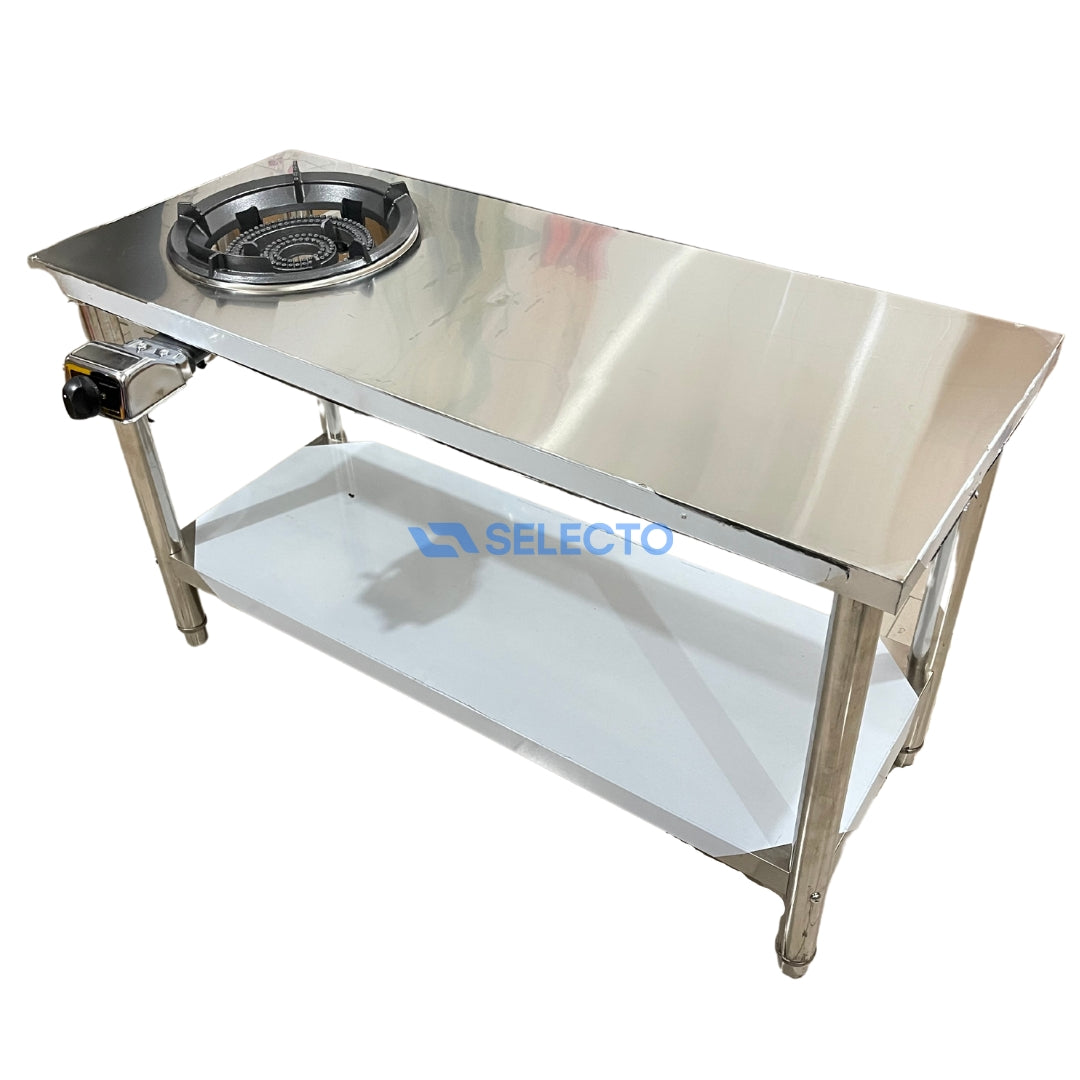 Estufa 31A con Mesa de Acero Inoxidable de 2 Niveles 80x120x50cm L-100 Selecto