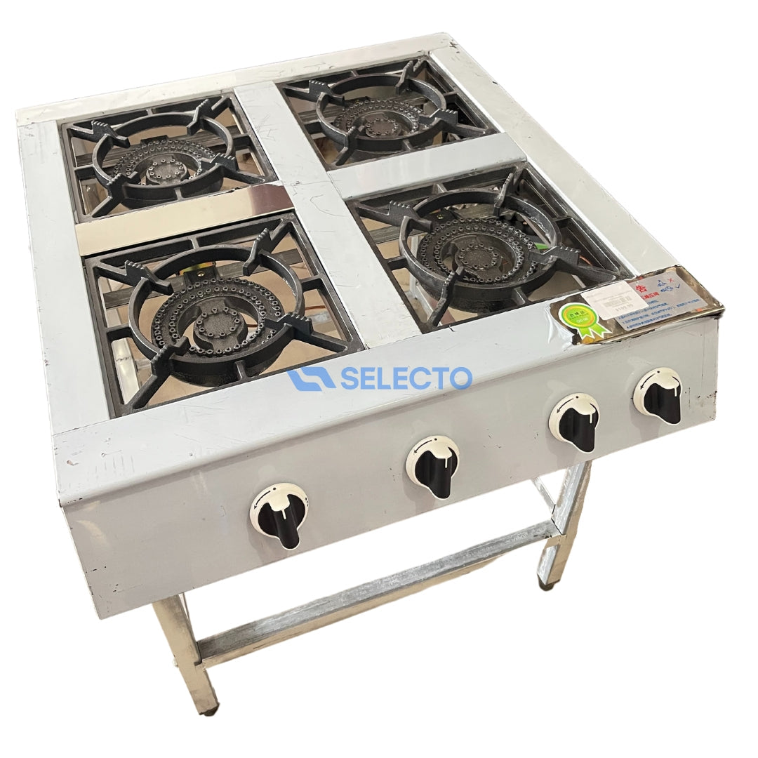 Estufa con Patas de Acero Inoxidable de 4 Quemadores a Gas de Hierro Colado AC-4 Selecto