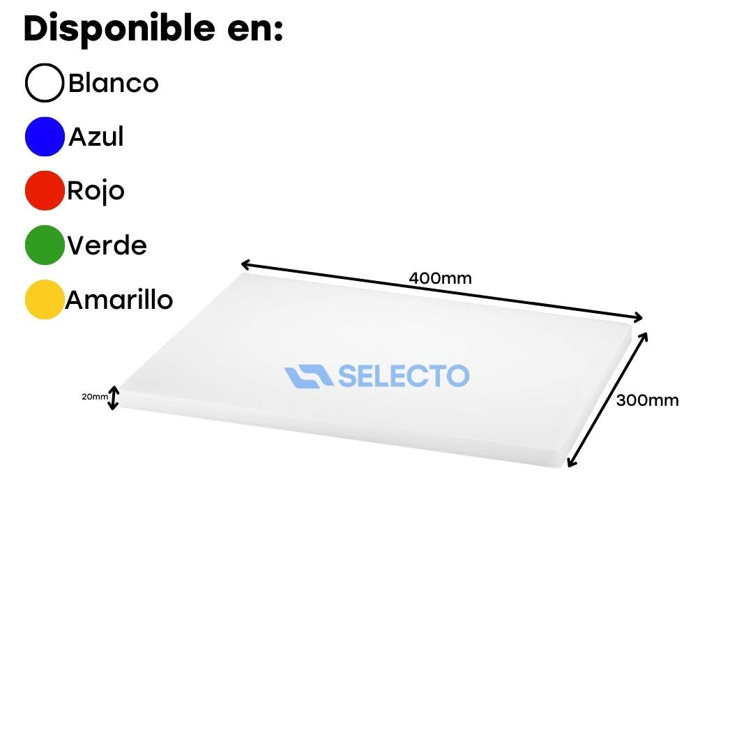 Tabla de Picar de Polietileno de 400X300X20MM Blanco, Azul, Rojo, Verde & Amarillo