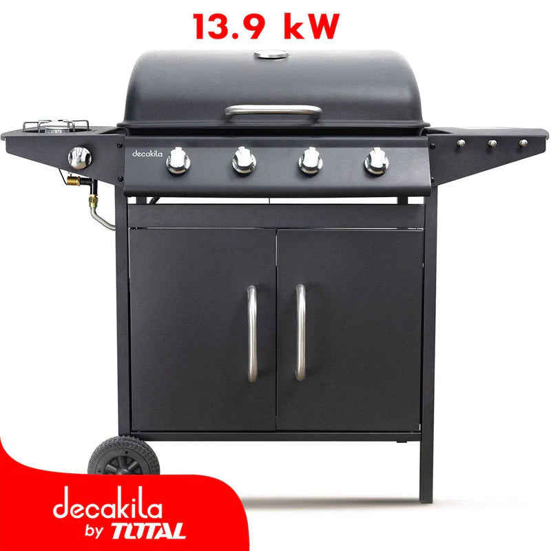 Barbacoa A Gas 13.9KW 4 Quemadores + Hornilla Lateral. Decakila KMGS006B DECAKILA