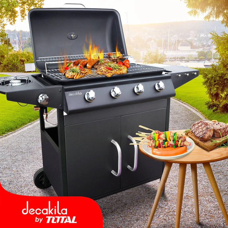 Barbacoa A Gas 13.9KW 4 Quemadores + Hornilla Lateral. Decakila KMGS006B DECAKILA
