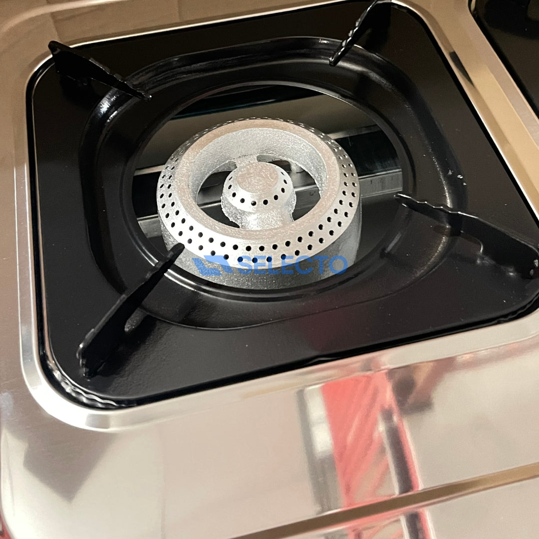 Estufa de Acero Inoxidable de 3 Quemadores de Hierro Fundido a Gas Hapcok Selecto
