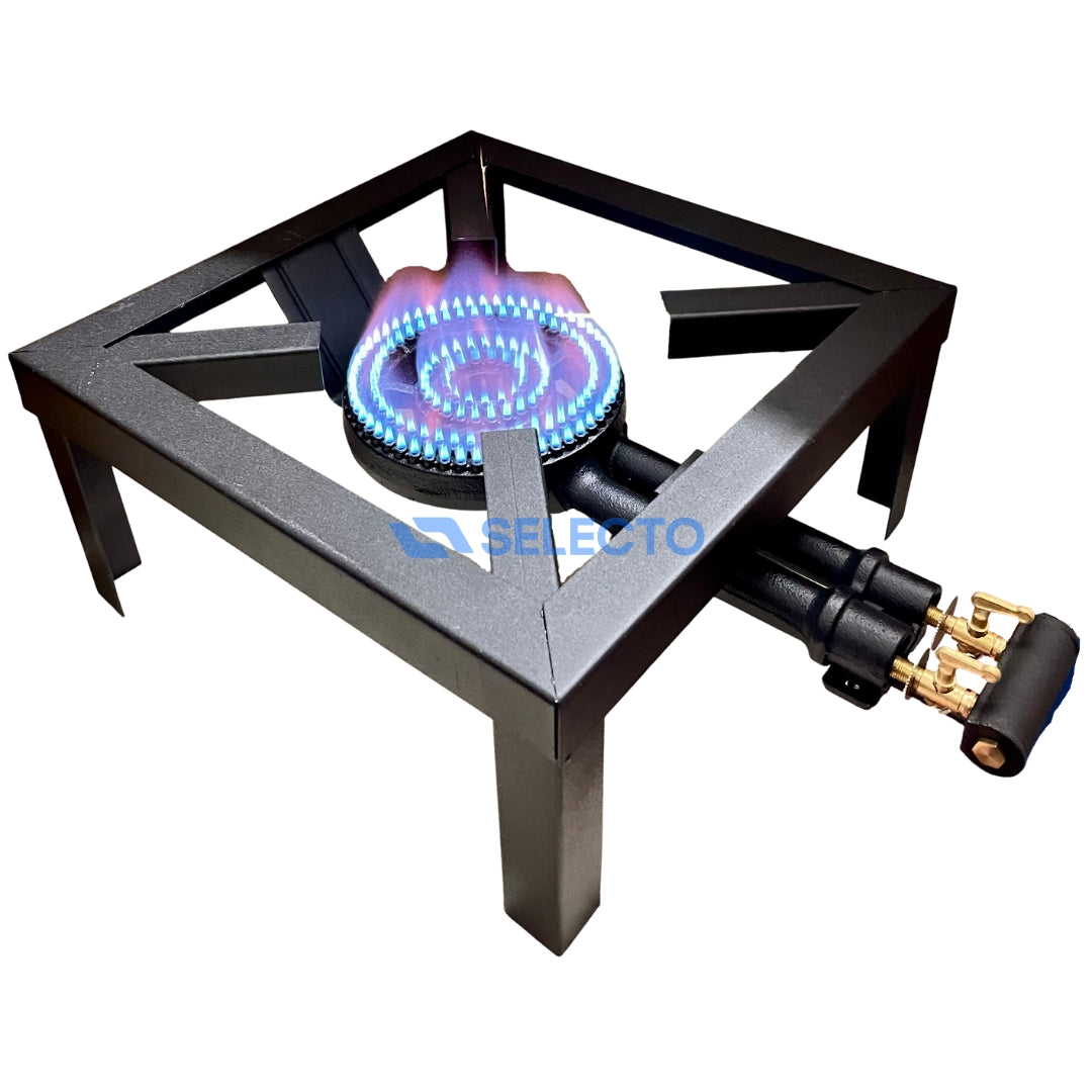 Reverbero con Base de Hierro de 2 Llaves a Gas para Mesa SGB08 Estufa.