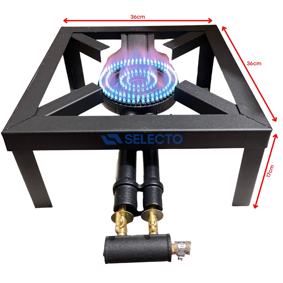Reverbero con Base de Hierro de 2 Llaves a Gas para Mesa SGB08 Estufa.