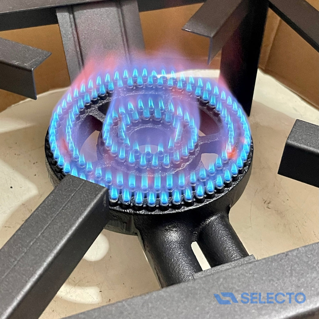 Reverbero con Base de Hierro de 2 Llaves a Gas para Mesa SGB08 Estufa.