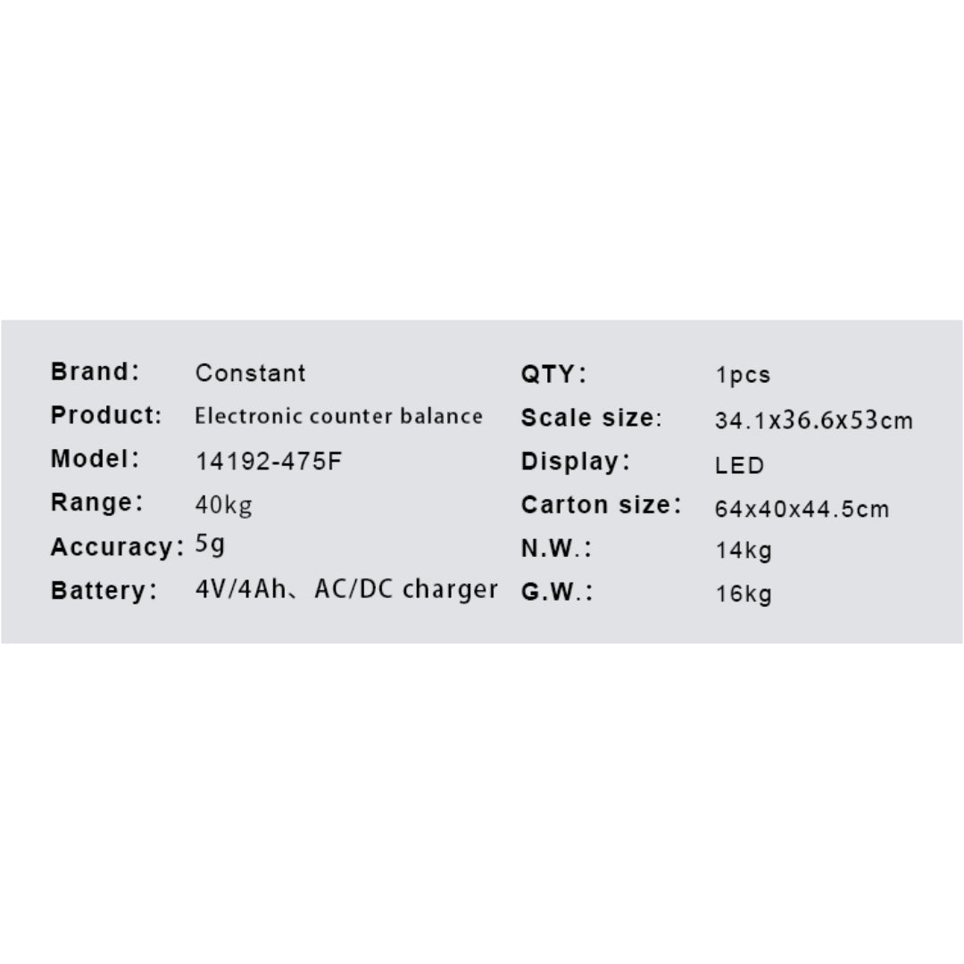 Balanza Digital de 40kg con Pantalla LED y Calculadora de Precio 14191-475F F1976 Báscula. Pesa. Selecto