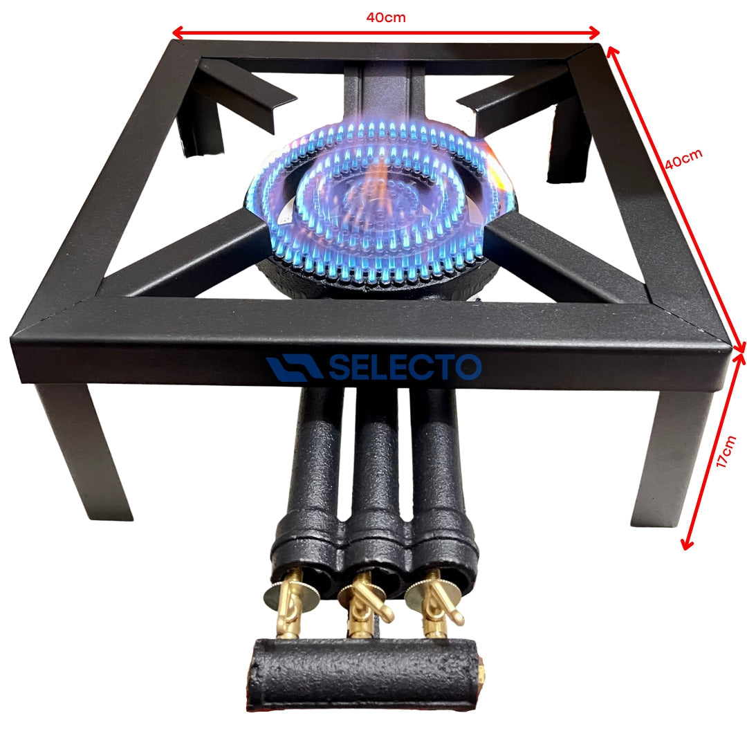 Estufa con Base de Hierro de 3 Llaves a Gas para Mesa SGB-07 SGB-09 Estufa. Selecto