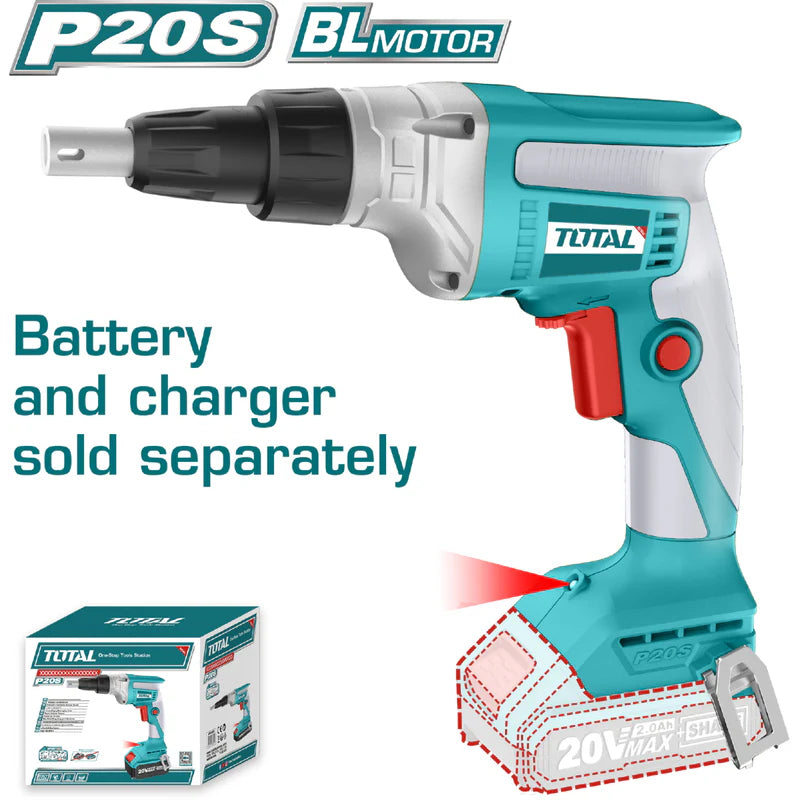 Drill Para Drywall Destornillador Inalámbrico 20V 1/4" Para Gypsum. No Trae Batería Ni Cargador Total TDSLI2042006 TOTAL