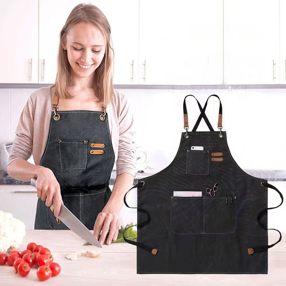 Delantal de Cocina Tipo Jeans Impermeable Negro HVB20035 Selecto