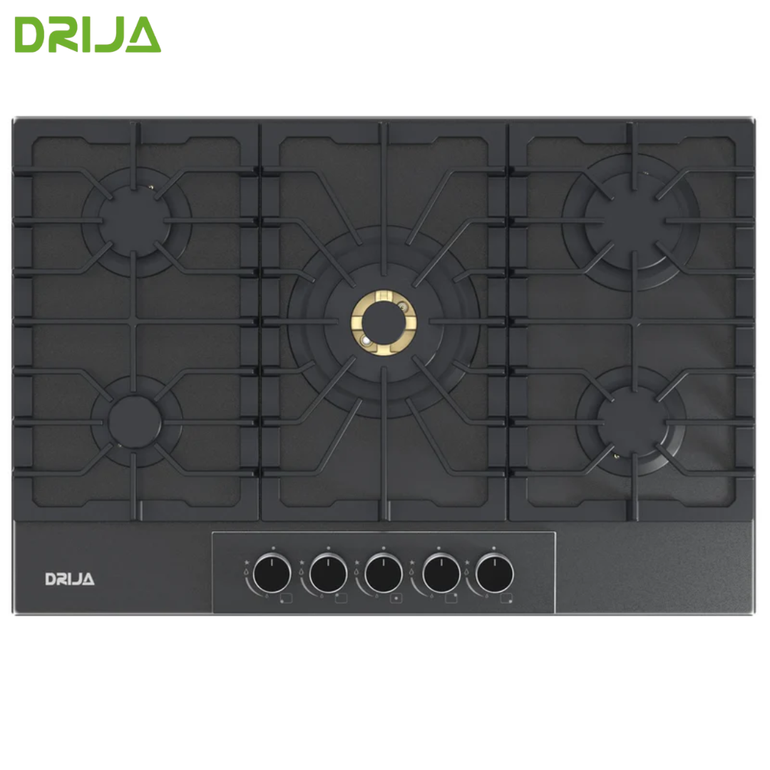 Estufa Empotrable 5 Quemadores a Gas Vidrio Templado Italia 76 30" Drija