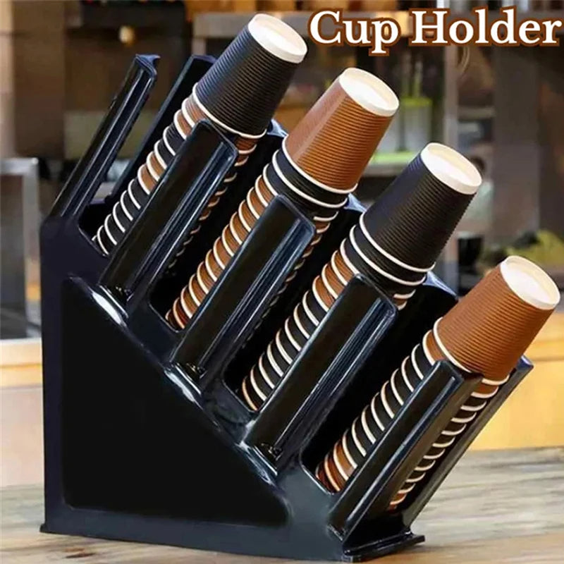 Organizador de Vasos Plásticos de 4 Compartimientos Negro HVB-B3001 Dispensador de vasos. Selecto